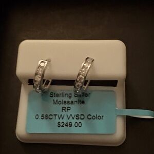 Sterling Silver Moissanite Hoop Earrings